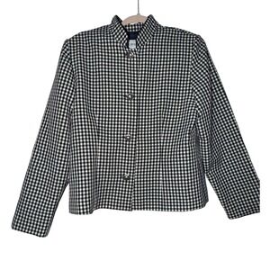 Bedford Fair Lifestyles Womens Gingham Blazer Jacket Size 12‎ Black White